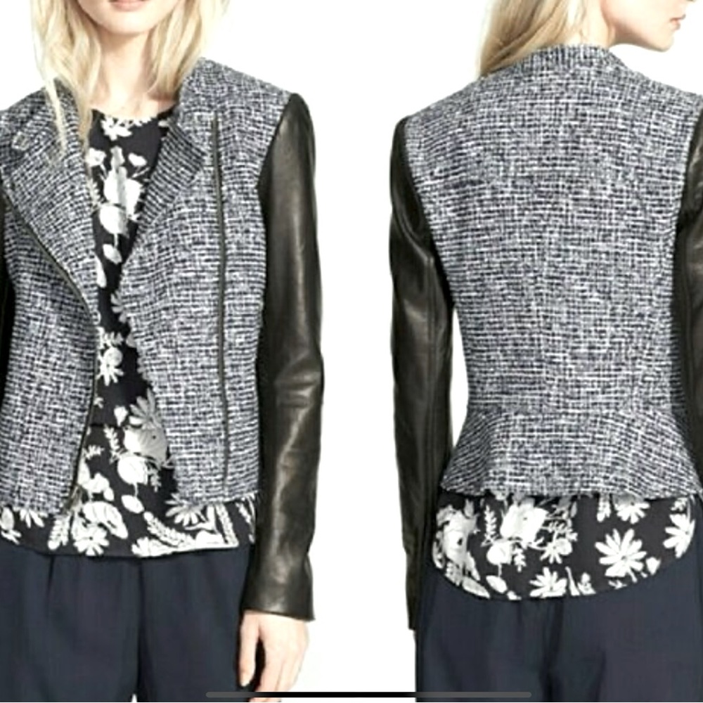Theory Leather/Tweed Moto Jacket Zipper. Great Condition